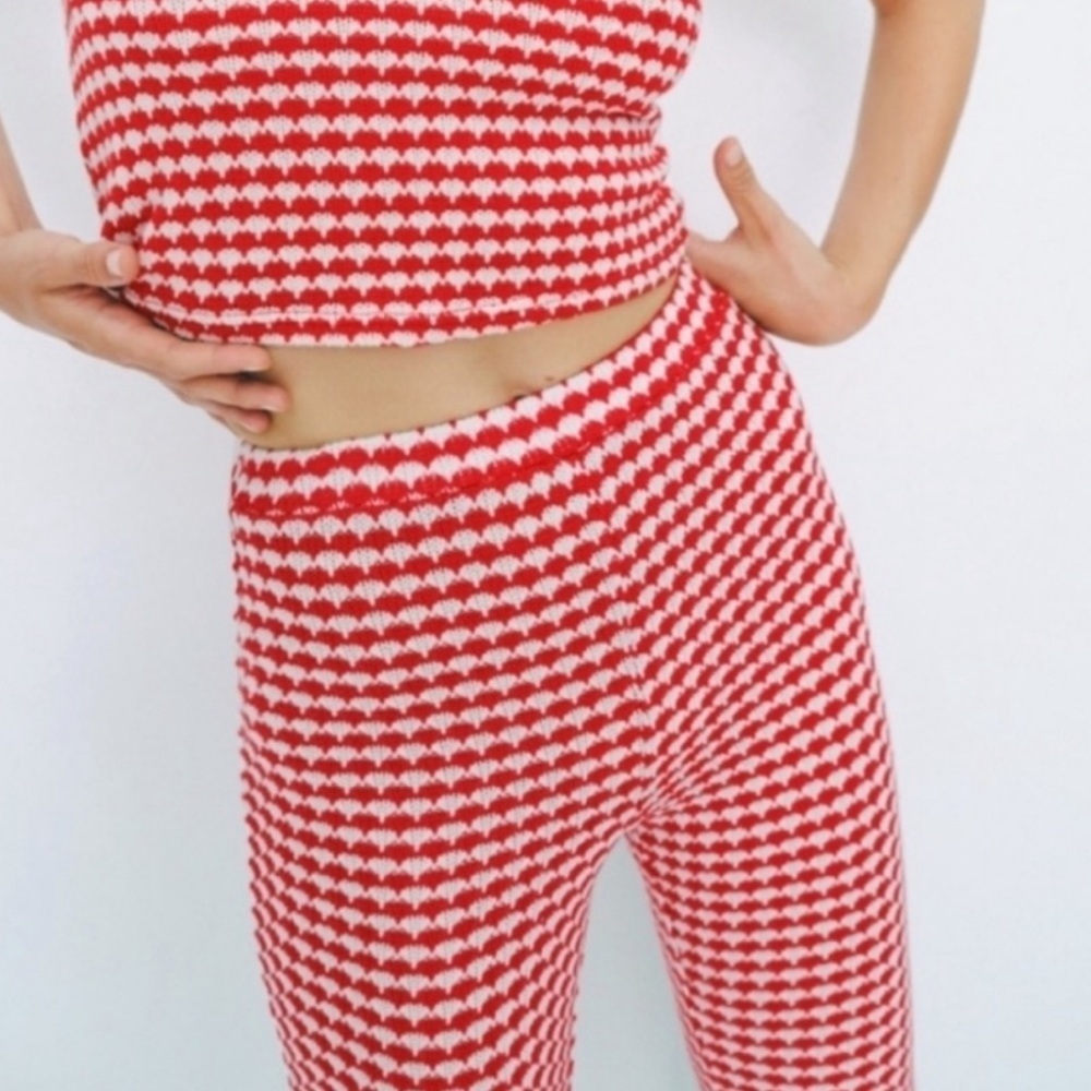 ZARA checkered high waisted knitted pants